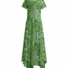 Lily | Green & Blue Floral Pleated Short-Sleeve Maxi Dress - Plus