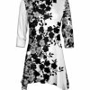 Lily | White & Black Floral Sidetail Tunic - Women