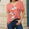 Lily | Coral & White Flower Short-Sleeve V-Neck Tunic - Women