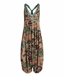 Lily | Teal & Beige Floral Harem Jumpsuit - Women