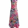 Lily | Pink & White Floral Pleated Sleeveless Maxi Dress - Women
