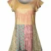 Lily | Orange & Pink Multicolor Floral & Tie-Dye Flutter-Sleeve Tunic - Women