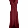 Lily | Maroon Surplice Hi-Low Maxi Dress - Women