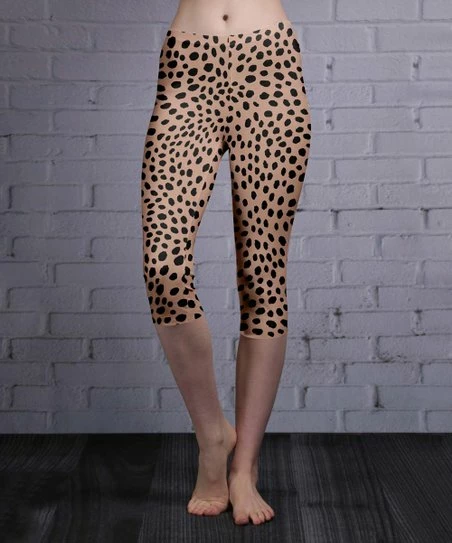 Lily | Taupe & Black Leopard Capri Leggings - Women 1 Lily | Taupe & Black Leopard Capri Leggings - Women
