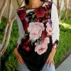 Lily | Black & Red Floral Long-Sleeve Tunic - Women