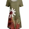 Lily | Olive & Brown Garden Short-Sleeve Swing Dress - Plus