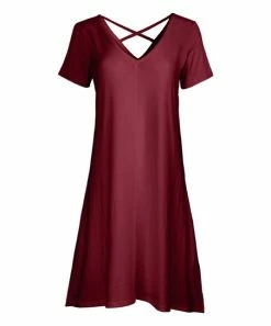 Lily | Red Crossed-Strap Swing Dress - Plus