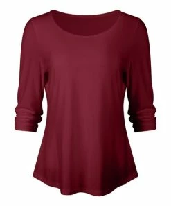 Lily | Red Crewneck Long-Sleeve Top - Women