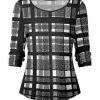 Lily | Black & White Plaid Crewneck Long-Sleeve Top - Women