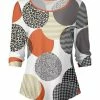 Lily | Orange & Gray Print-Circles Crewneck Long-Sleeve Top - Women