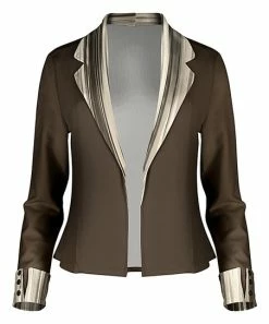 Lily | Brown & Beige Color Block Open Blazer - Women