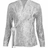 Lily | Gray & White Abstract Velvet Wrap Top - Women