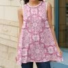 Lily | Pink & White Geometric Sleeveless Tunic - Plus