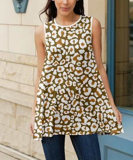 Lily | Brown & White Leopard Sleeveless Tunic - Plus 1 Lily | Brown & White Leopard Sleeveless Tunic - Plus