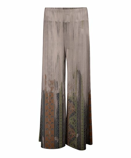 Lily | Brown & Beige Ombré Paisley Palazzo Pants - Women 1 Lily | Brown & Beige Ombré Paisley Palazzo Pants - Women