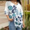 Lily | Blue & White Paisley V-Neck Ruffle Sleeve Tunic - Plus