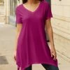Lily | Fuchsia V-Neck Sidetail Tunic - Women
