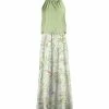 Lily | Green & White Floral Yoke-Neck Blouson Maxi Dress - Plus