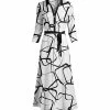 Lily | Black & White Geometric Abstract Button-Front Shirt Dress - Women