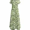 Lily | White & Green Abstract Handkerchief-Hem Maxi Dress - Plus