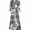 Lily | Gray & White Circular Stripe Leopard Button-Front Shirt Dress - Women
