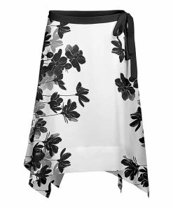Lily | Black & White Floral Tie-Waist Handkerchief Skirt - Women