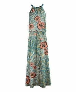 Lily | Teal & Orange Floral Blouson Maxi Dress - Plus