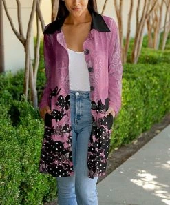 Lily | Black & Pink Floral Longline Blazer - Women