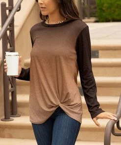 Lily | Black & Cream Ombré Twist-Hem Tunic - Plus