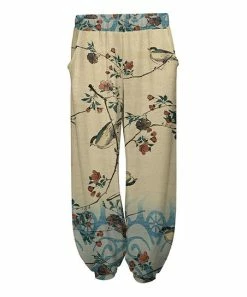 Lily | Beige & Blue Floral Pocket Harem Pants - Women