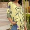 Lily | Yellow & Green Floral Layered-Sleeve V-Neck Tunic - Women & Plus