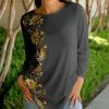 Lily | Gray & Gold Floral Tunic - Plus
