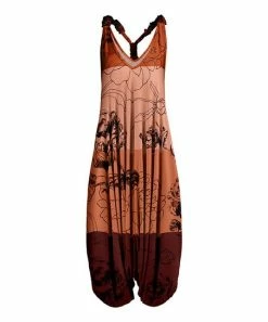 Lily | Rust & Black Floral Harem Jumpsuit - Women