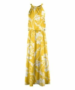 Lily | Yellow & White Floral Sleeveless Blouson Maxi Dress - Plus