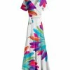 Lily | Turquoise & Pink Floral Waist-Tie Surplice Maxi Dress - Plus