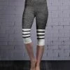 Lily | Black & White Knit-Print Stripe-Accent Capri Leggings - Women