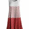 Lily | White & Red Polka Dot Contrast Pleated Sleeveless Tunic - Women