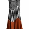 Lily | Black & Rust Waves Pleated Sleeveless Tunic - Plus
