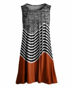 Lily | Black & Rust Waves Pleated Sleeveless Tunic - Plus