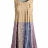 Lily | Cream & Lavender Floral Patchwork Pleated Sleeveless Tunic - Women