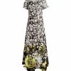 Lily | Yellow & White Floral Short-Sleeve Handkerchief Maxi Dress - Plus