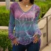 Lily | Purple & Blue Floral Long-Sleeve V-Neck Tunic - Women