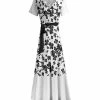 Lily | Black & White Floral Wrap Maxi Dress - Women