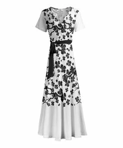 Lily | Black & White Floral Wrap Maxi Dress - Women