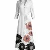 Lily | White & Pink Floral Button-Front Tie-Waist Maxi Dress - Women