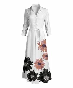 Lily | White & Pink Floral Button-Front Tie-Waist Maxi Dress - Women