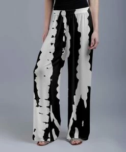Lily | White & Black Tie-Dye Palazzo Pants - Women