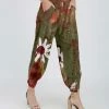 Lily | Olive & Red Floral Brushstroke Pocket Joggers - Women