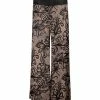 Lily | Taupe & Black Floral Scrollwork Wide-Waistband Palazzo Pants - Women