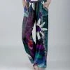 Lily | Purple & Teal Floral Brushstroke Pocket Palazzo Pants - Women
